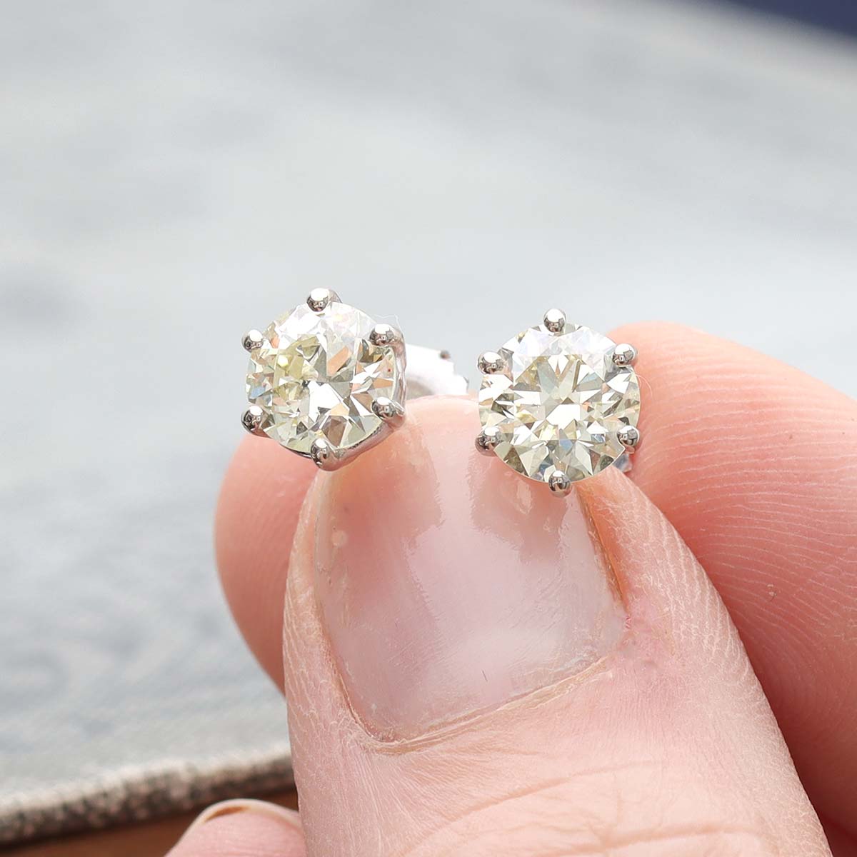Pair of Old European Cut diamond Stud Earrings #OEC2.06CTTW