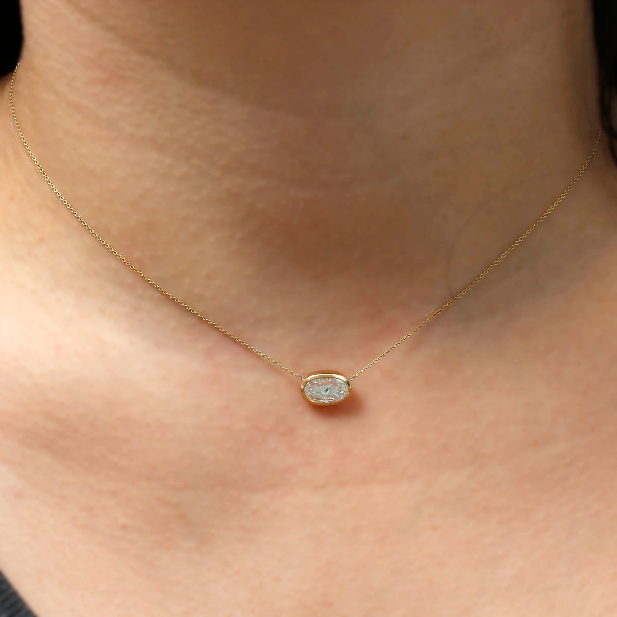 Contemporary Oval Diamond Necklace #VN200811-1