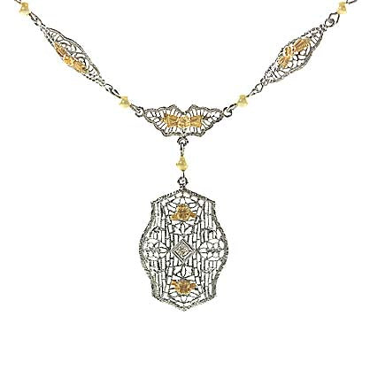 Art Deco Filigree Necklace #VN568-08 Default Title