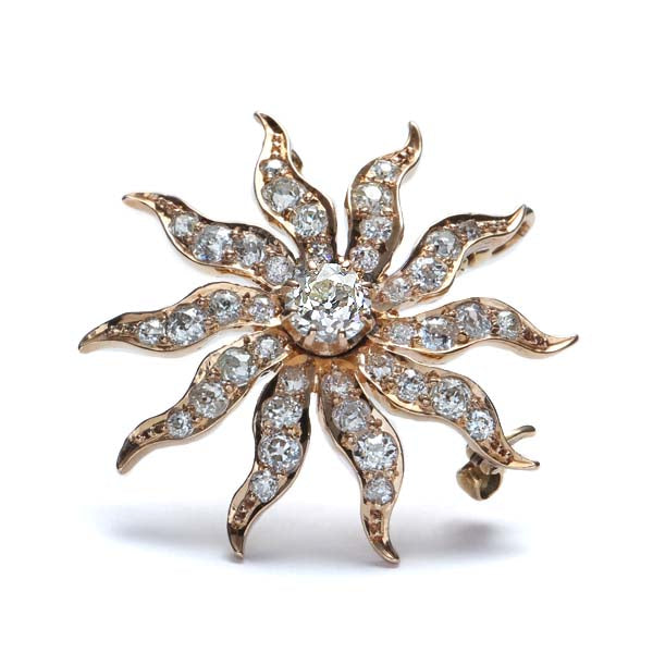 Victorian Diamond Sunburst Pendant #VP170424-1