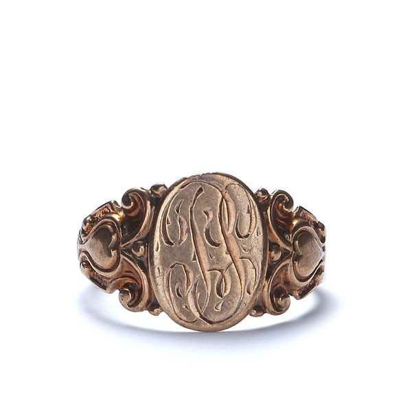 Art Nouveau Signet ring in 10K Rose Gold. #VR0107-01 Default Title