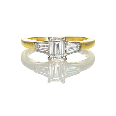 Circa 1996 Emerald Cut Diamond ring.  English #VR0423-01 - Leigh Jay & Co