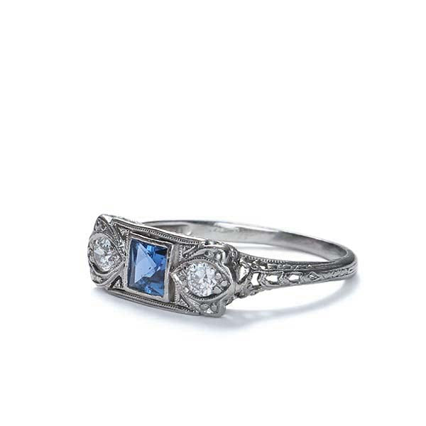 Circa 1920s sapphire and diamond ring #VR0719-02 - Leigh Jay & Co