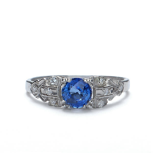 Art Deco Sapphire and diamond ring #VR140519-09 - Leigh Jay & Co.