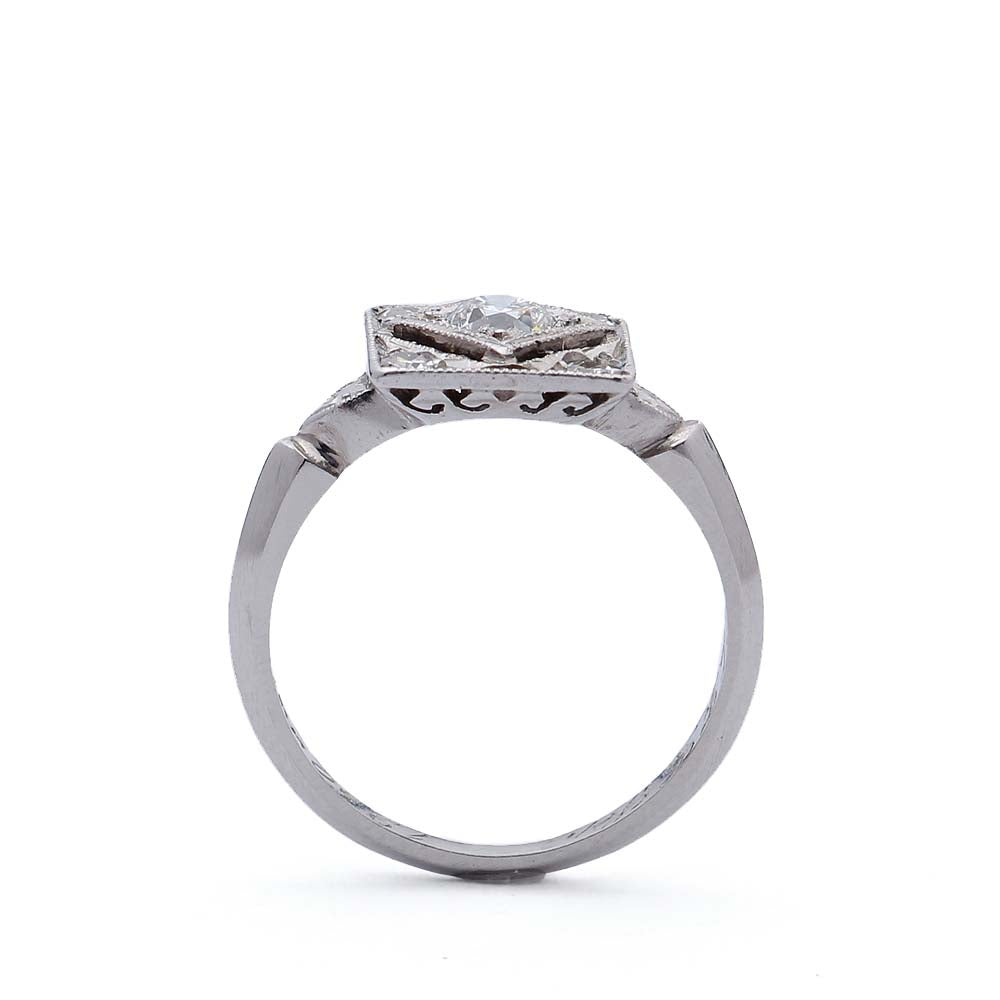Art Deco Square top Diamond  Ring. #VR140528-05 Default Title