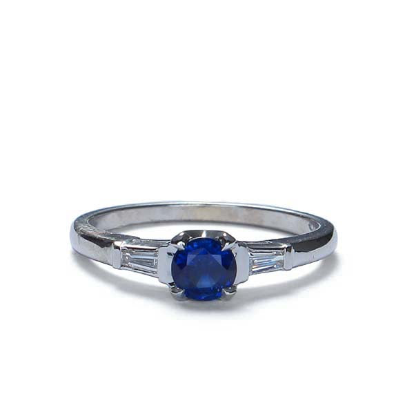 Estate Sapphire and Diamond engagement ring #VR140611-08 - Leigh Jay & Co