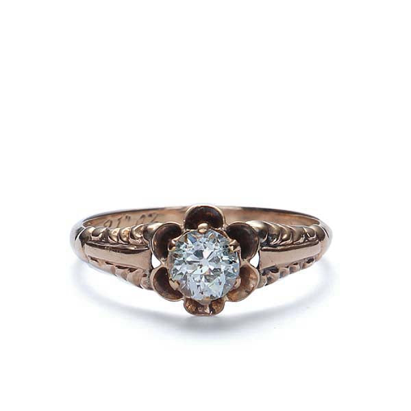 14k Yellow Gold Late Victorian Engagement Ring #VR170815-1 - Leigh Jay & Co