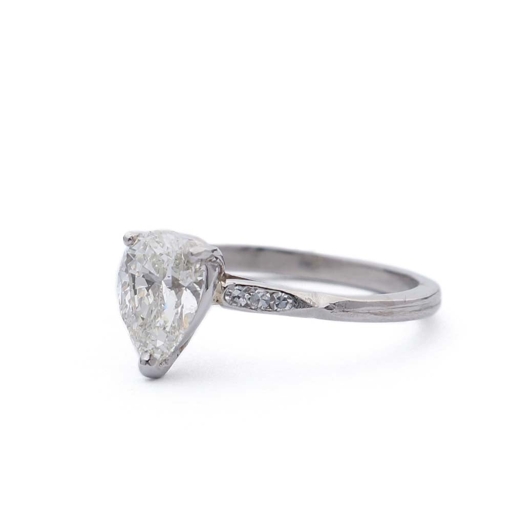 Midcentury Pear Shape Diamond Engagement Ring #VR180115-1 Default Title