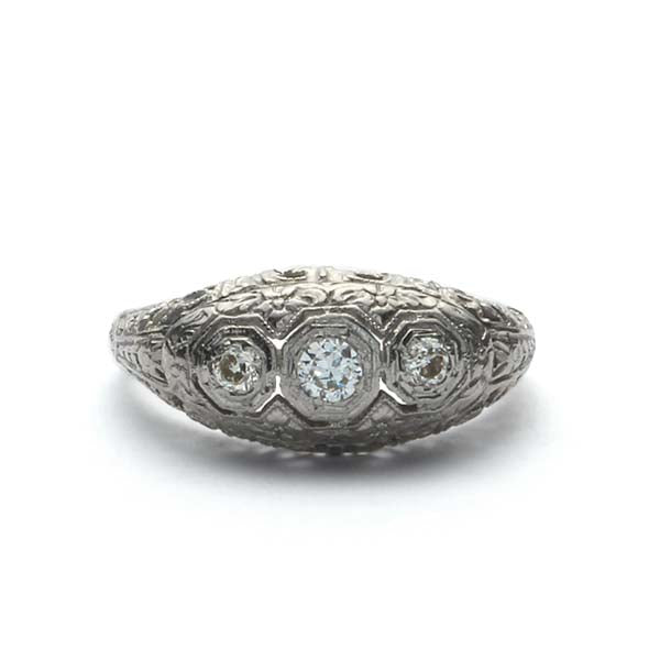 Art Deco Three Stone Ring #VR180730-9