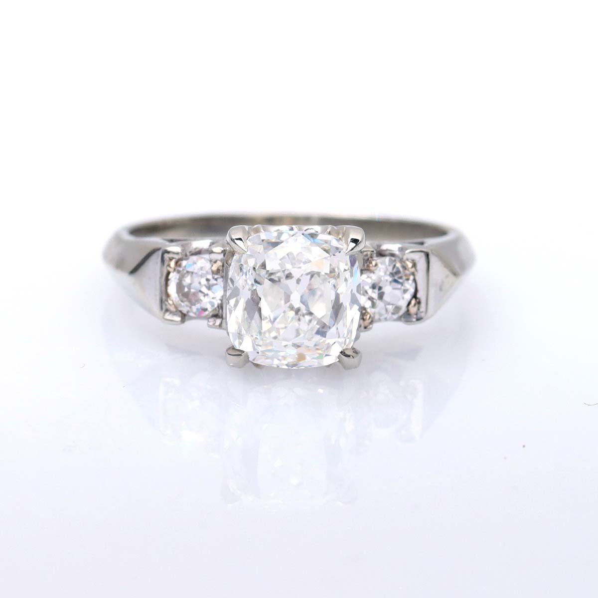 Old Mine Cushion Cut Diamond  Retro Engagement Ring #VR210816-6