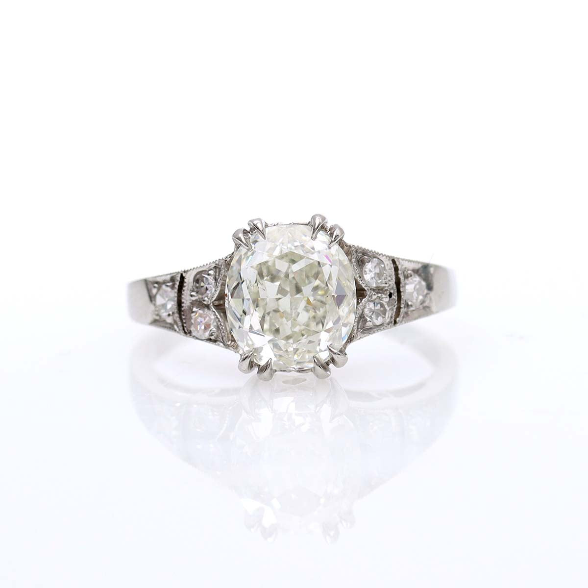 Replica Art Déco Cushion Cut Diamond Engagement Ring #VR220310-2