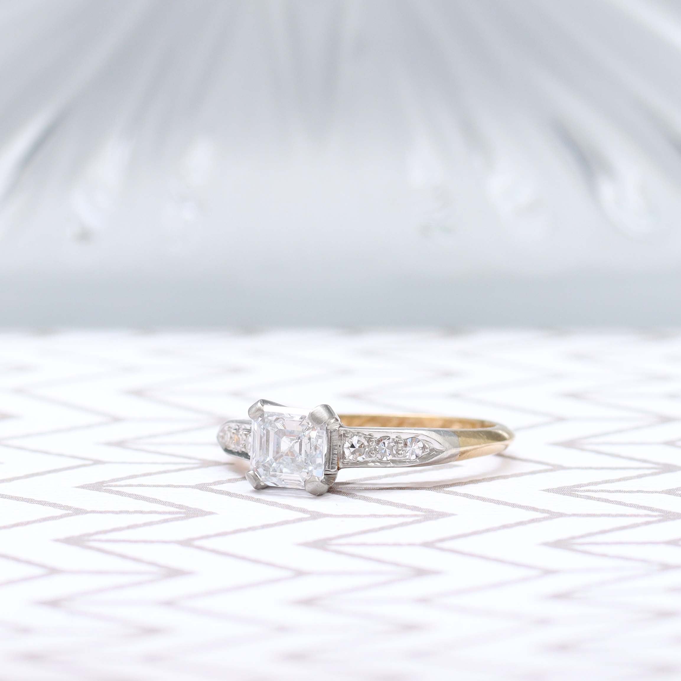 Retro 1950s Asscher Cut Engagement Ring #VR180730-12