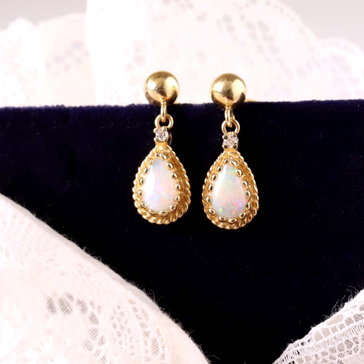 Pear Shape Opal Earrings #LE1215