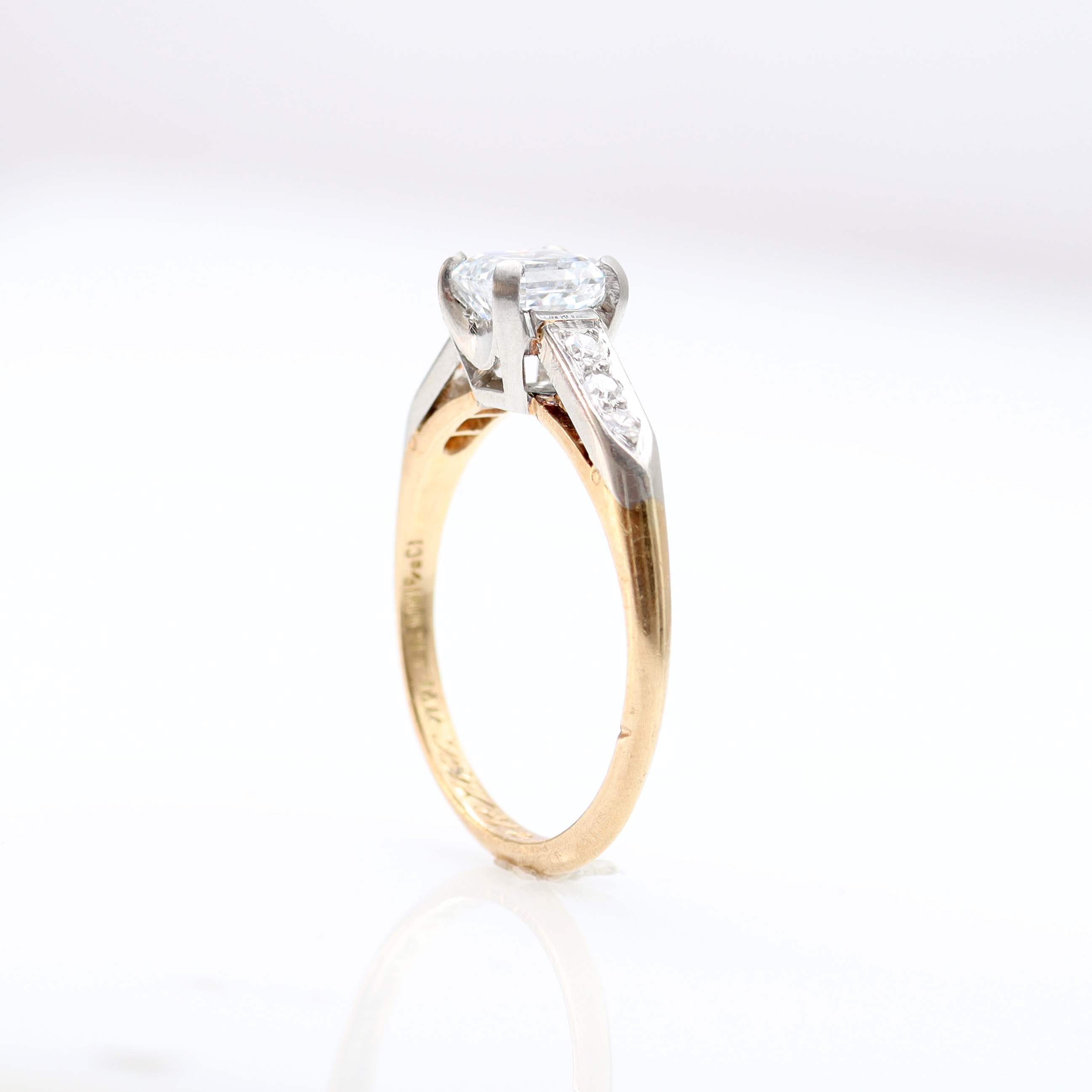 Retro 1950s Asscher Cut Engagement Ring #VR180730-12