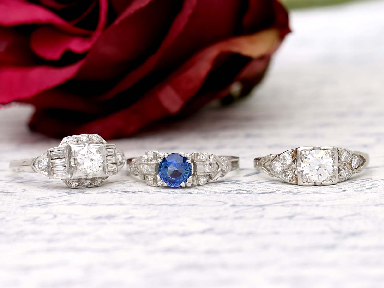 Art Deco Sapphire and diamond ring #VR140519-09 Default Title