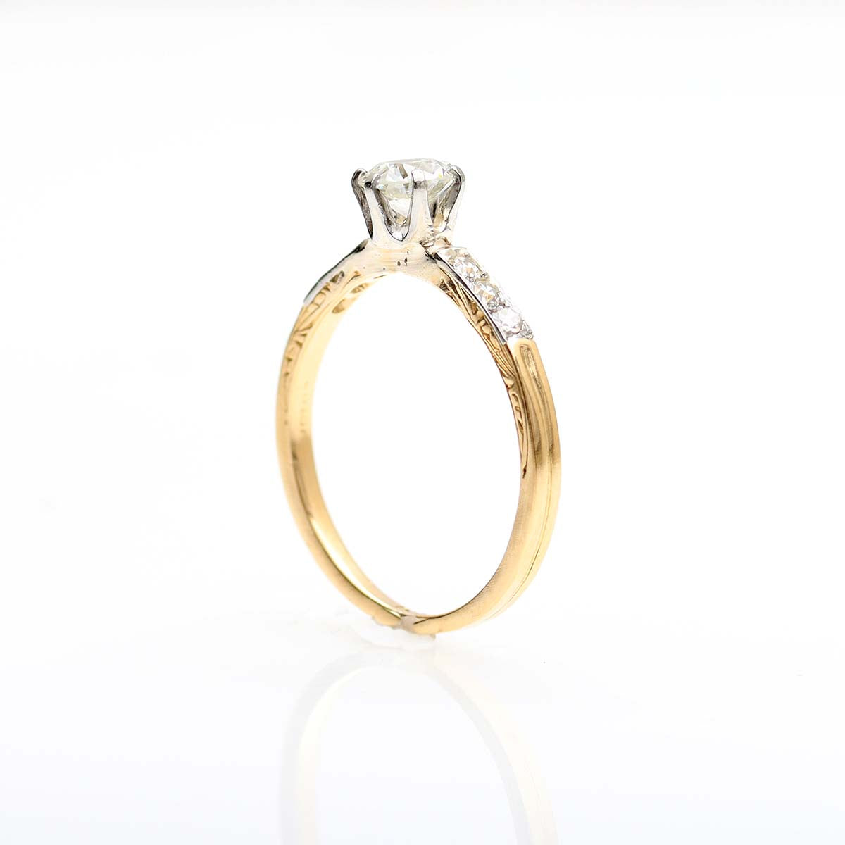 Platinum and 18k Yellow Gold Edwardian Engagement Ring #VR220707-1 Default Title