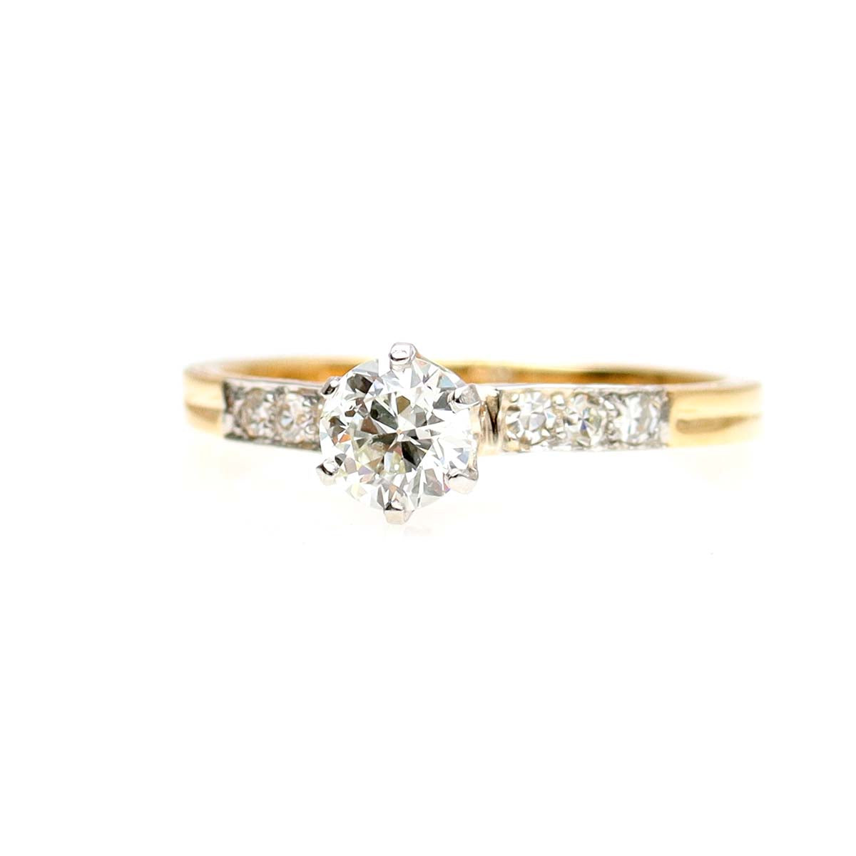 Platinum and 18k Yellow Gold Edwardian Engagement Ring #VR220707-1