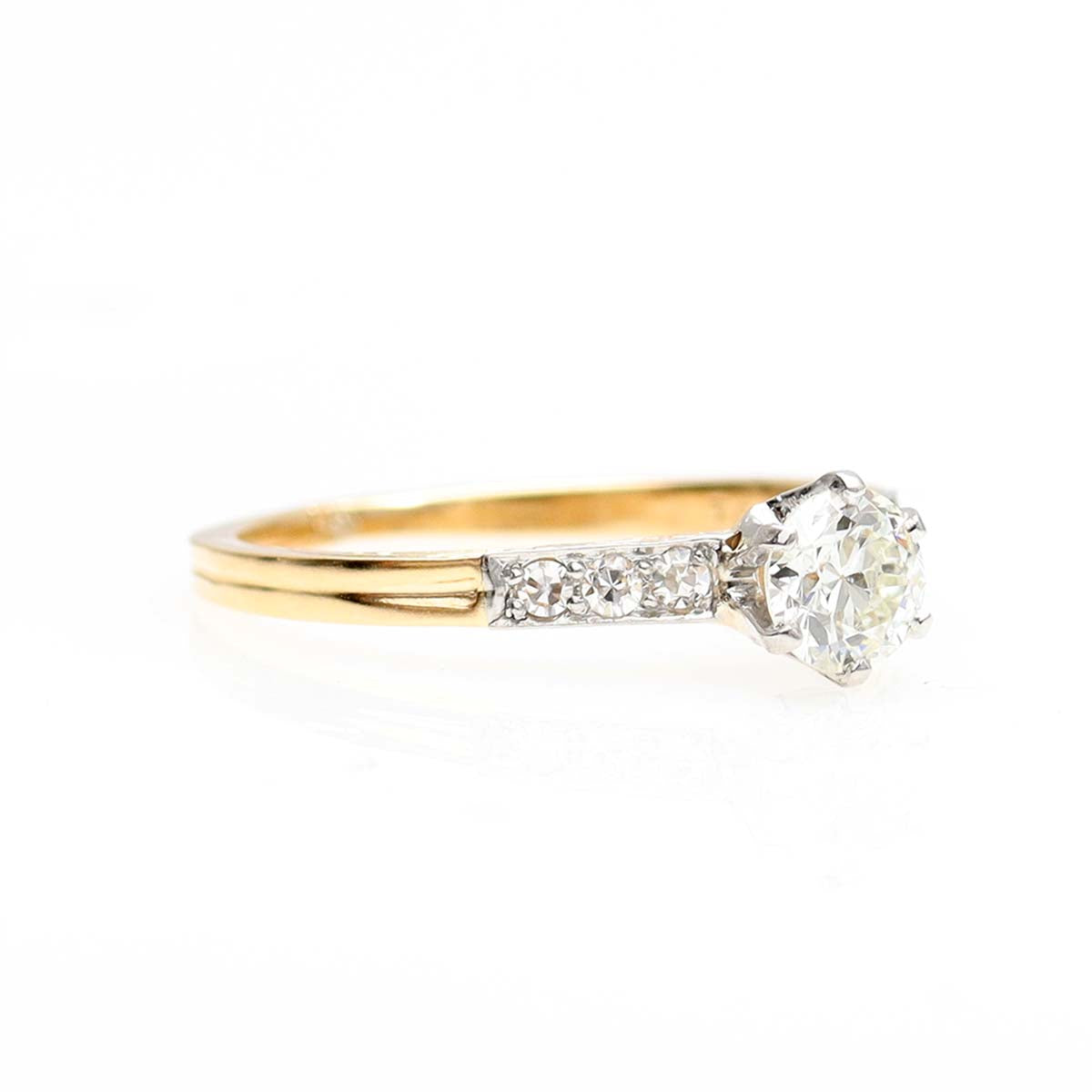 Platinum and 18k Yellow Gold Edwardian Engagement Ring #VR220707-1