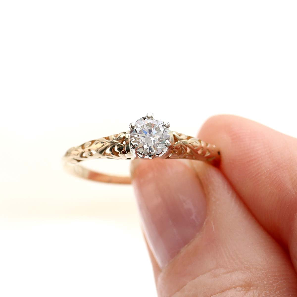 Edwardian Filigree Engagement Ring #VR220714-2 Default Title