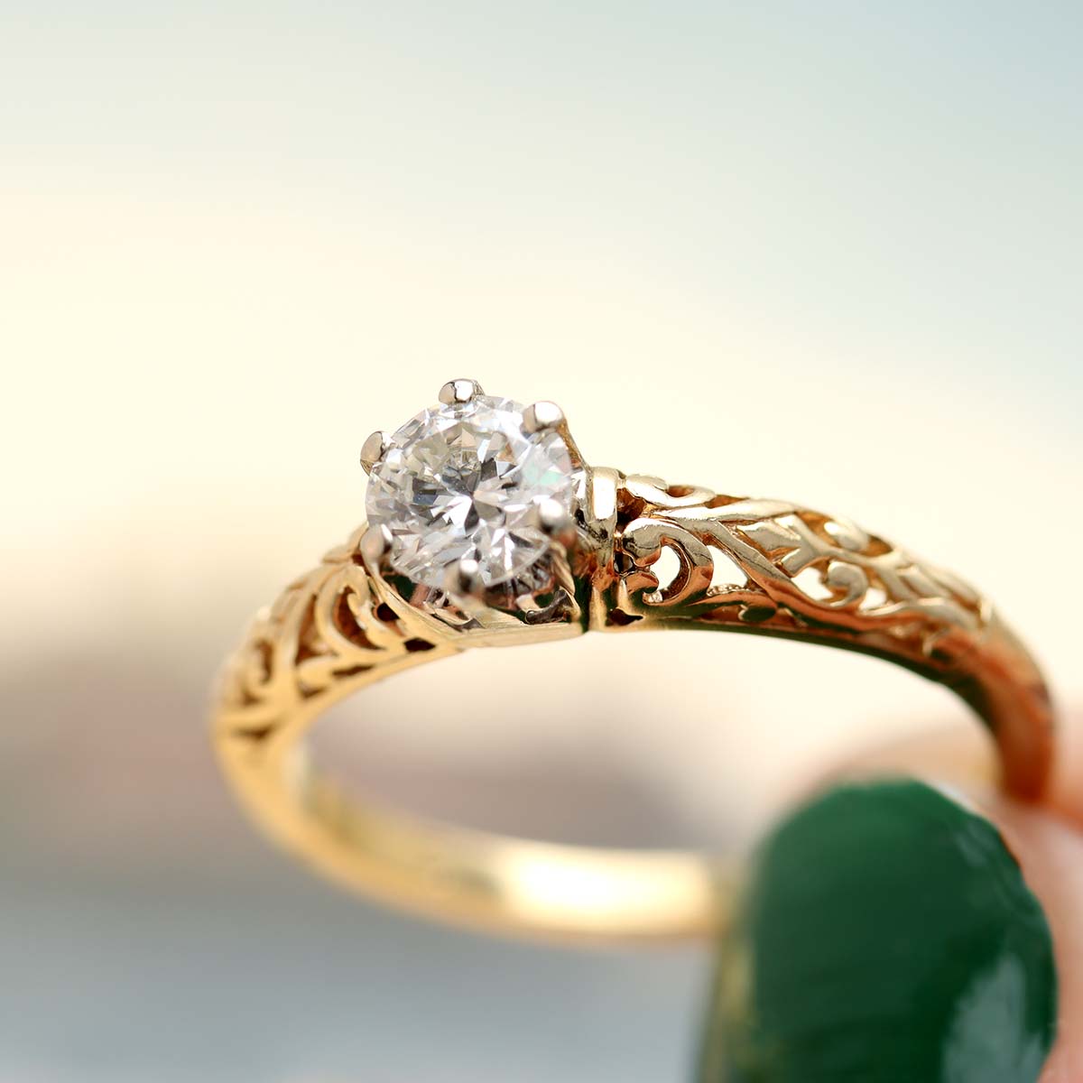 Edwardian Filigree Engagement Ring #VR220714-2 Default Title