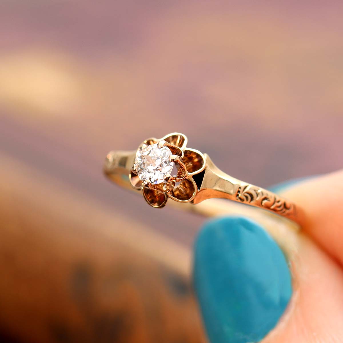 Victorian Buttercup Engagement Ring #VR220719-2 Default Title