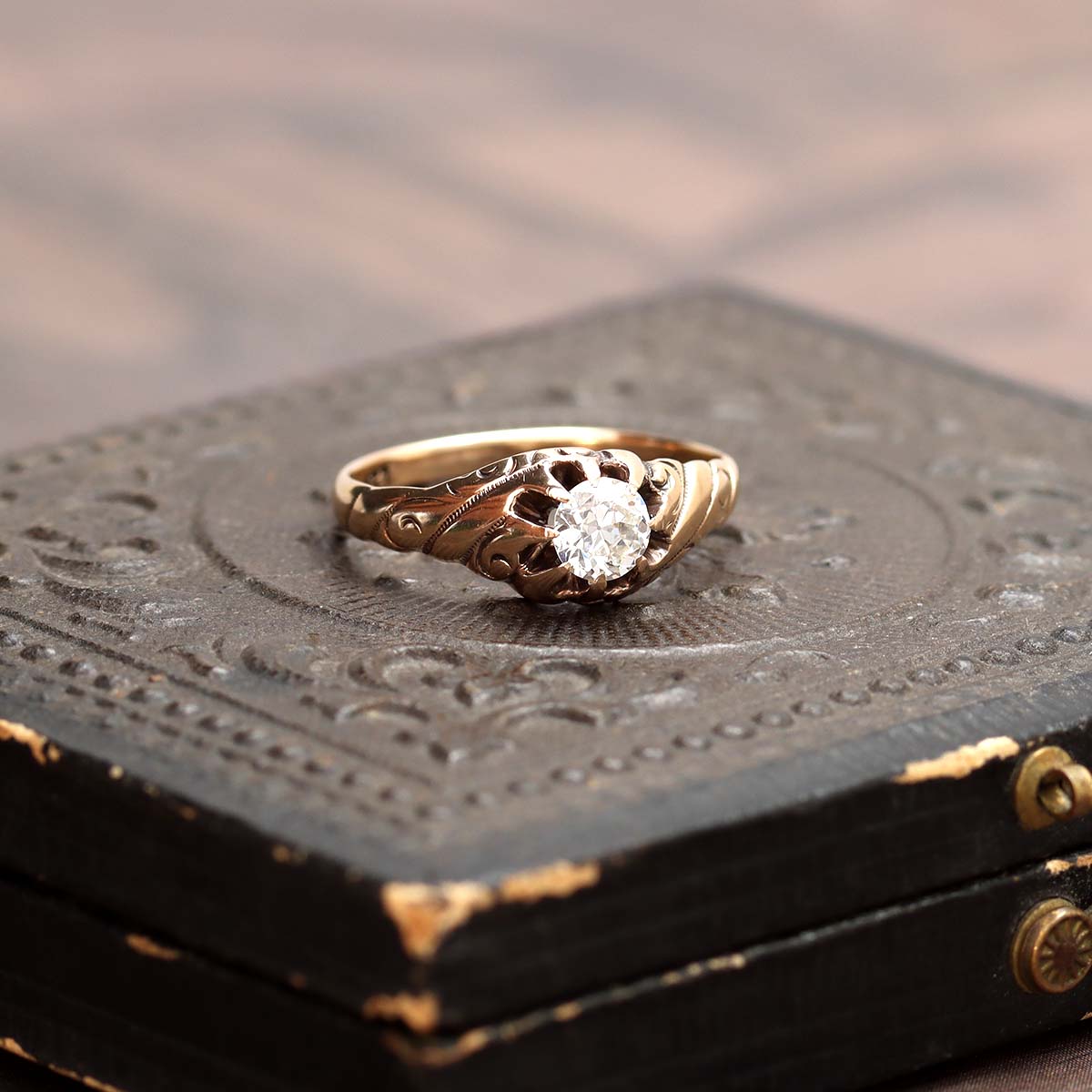 Victorian Belcher Setting Engagement Ring #VR220719-3 Default Title