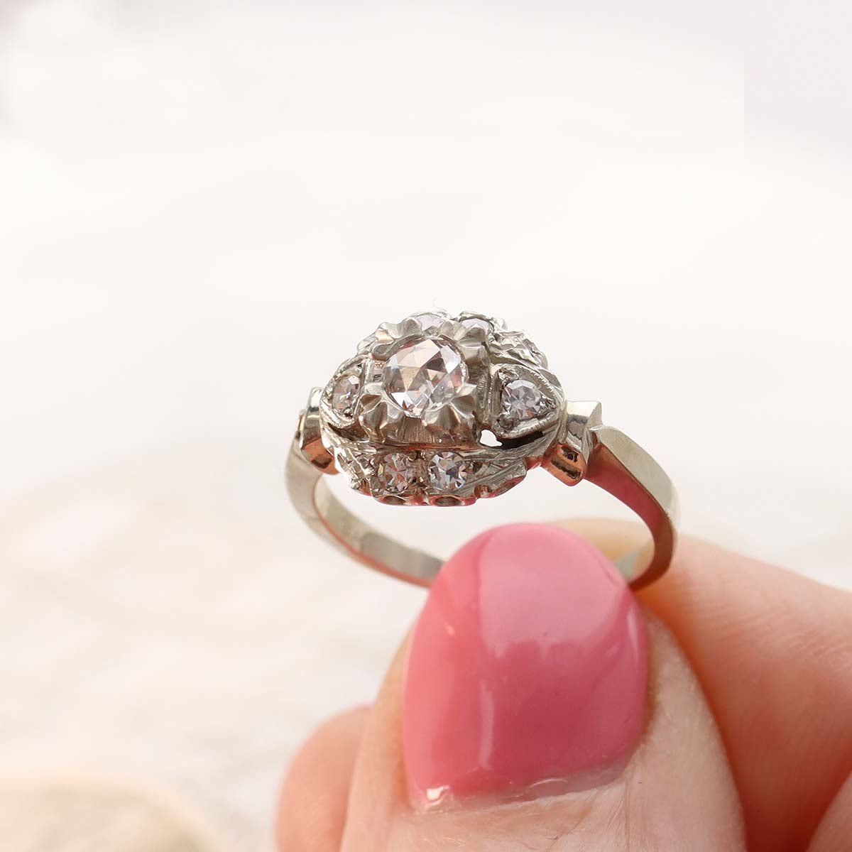 C. 1930s Engagement ring set with a Rose Cut Diamond #VR569-07 - Leigh Jay & Co